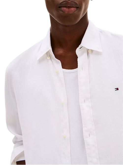 Camicia uomo bianca lino Tommy Hilfiger | MW0MW34602YCF